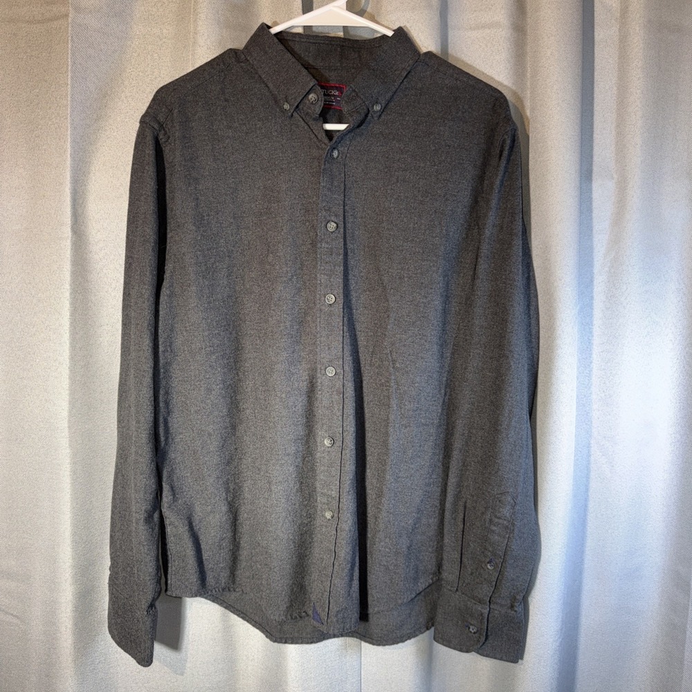 UNTUCKit Costanti Flannel Shirt Medium M Gray 100% Cotton Button Down